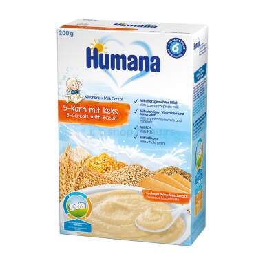 Humana kaša sa mlekom od pet žitarica + keks 200 g