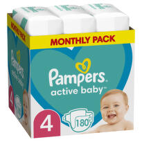 Pampers Active Baby Monthly Pack Pelene 4, 180 komada