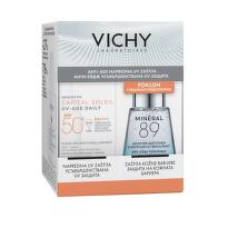 Vichy Capital Soleil UV-Age Vodeni fluid za zaštitu od sunca protiv znakova starenja kože SPF50+, 40 ml + Vichy Mineral 89 Dnevni booster, 30 ml GRATIS